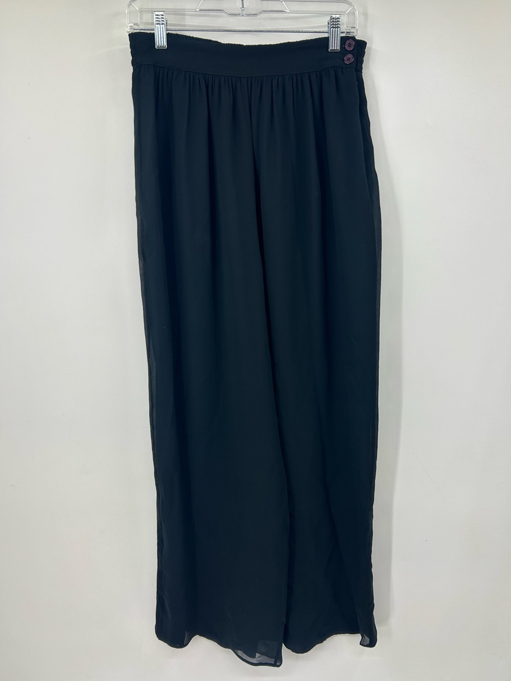 Niteline by Della Roufogali Womens Silk Pants Wide Leg‎ Side Zip Black Vintage 4